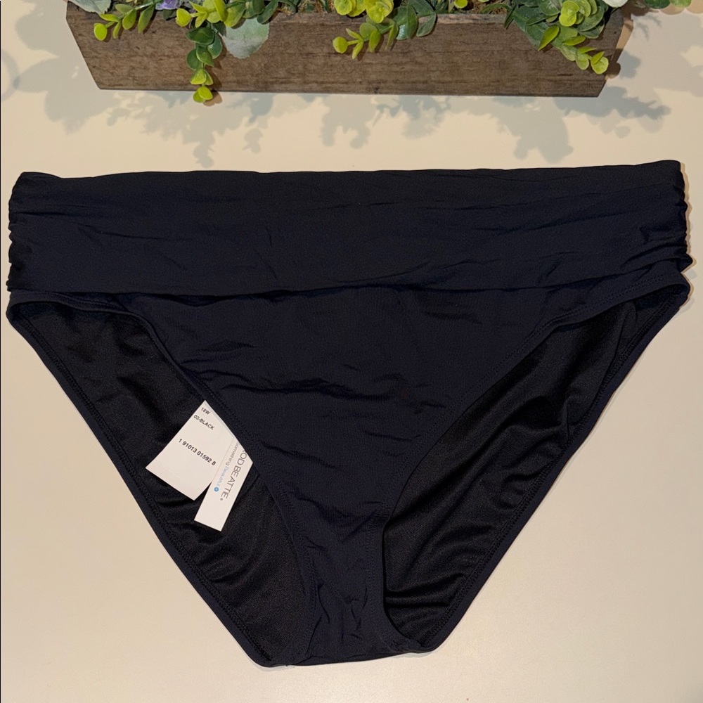 Bleu Rod Beattie Kore Sarong Swimsuit Bottoms Black Extra Fold-over Waist NEW
